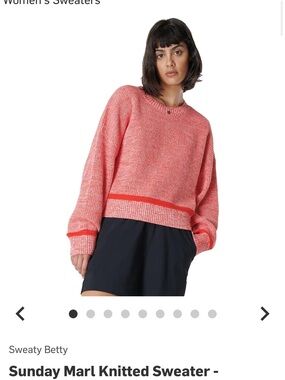 Sweaty Betty Coral Marl Crewneck Sweater with Red Trim